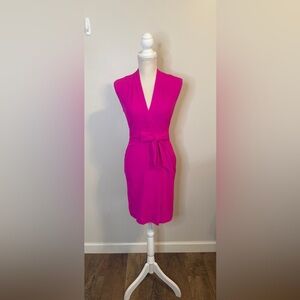 KATE SPADE Size 2 Bright Pink Faux Wrap Dress w/Bow Sleeveless Women